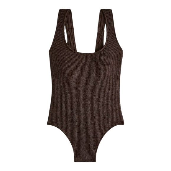 J Crew Claudia Scrunchie One Piece Inky Espresso Brown Womens Size 16